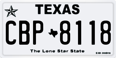 TX license plate CBP8118