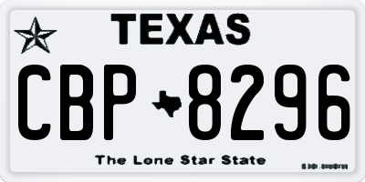 TX license plate CBP8296