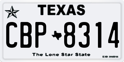 TX license plate CBP8314