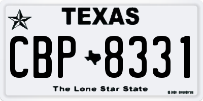 TX license plate CBP8331