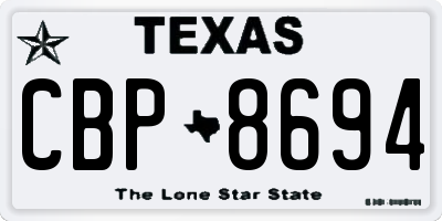 TX license plate CBP8694