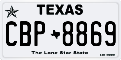 TX license plate CBP8869
