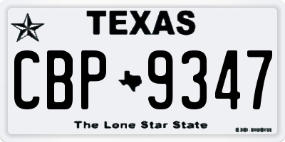 TX license plate CBP9347