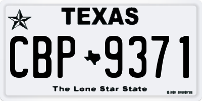 TX license plate CBP9371