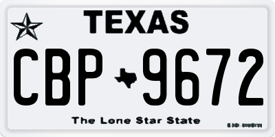 TX license plate CBP9672