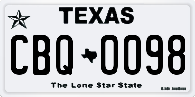 TX license plate CBQ0098
