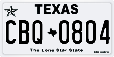 TX license plate CBQ0804