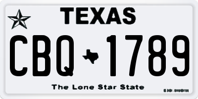 TX license plate CBQ1789