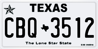 TX license plate CBQ3512