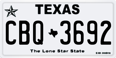 TX license plate CBQ3692