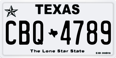 TX license plate CBQ4789