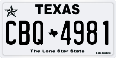 TX license plate CBQ4981