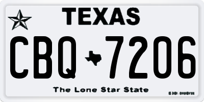TX license plate CBQ7206