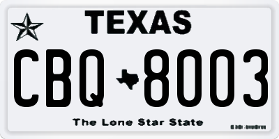 TX license plate CBQ8003