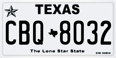 TX license plate CBQ8032