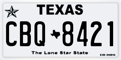 TX license plate CBQ8421