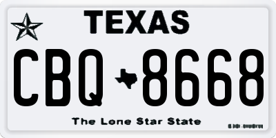 TX license plate CBQ8668