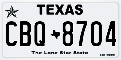 TX license plate CBQ8704