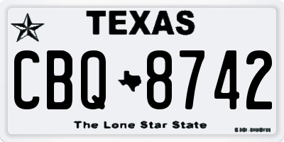 TX license plate CBQ8742