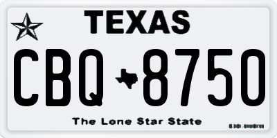 TX license plate CBQ8750