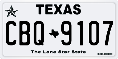 TX license plate CBQ9107
