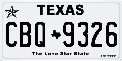 TX license plate CBQ9326