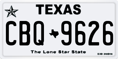 TX license plate CBQ9626