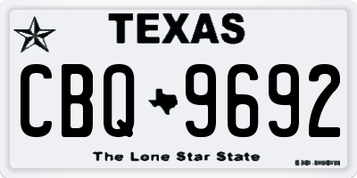 TX license plate CBQ9692