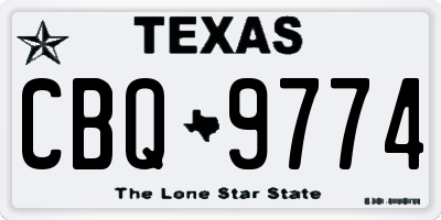 TX license plate CBQ9774