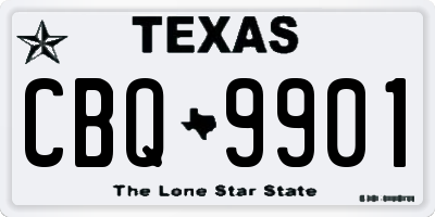 TX license plate CBQ9901
