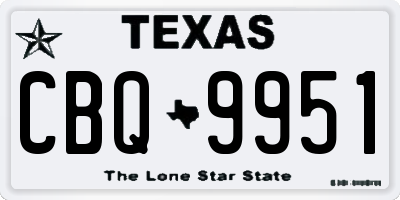 TX license plate CBQ9951