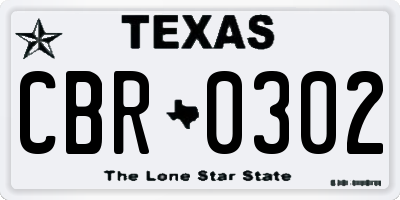 TX license plate CBR0302