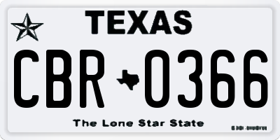 TX license plate CBR0366