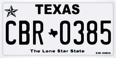 TX license plate CBR0385