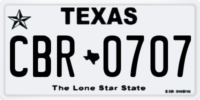 TX license plate CBR0707