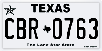 TX license plate CBR0763