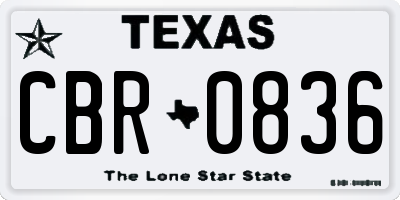 TX license plate CBR0836
