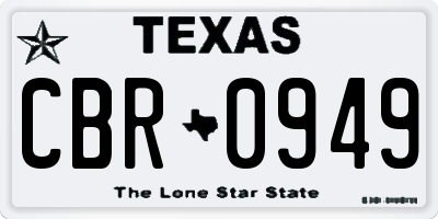 TX license plate CBR0949