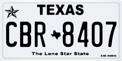 TX license plate CBR8407