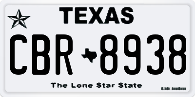 TX license plate CBR8938