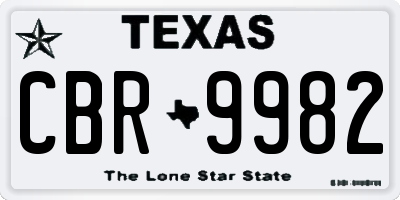 TX license plate CBR9982