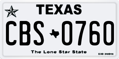 TX license plate CBS0760