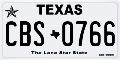 TX license plate CBS0766