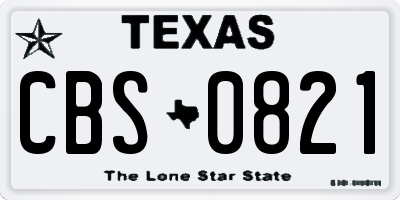 TX license plate CBS0821