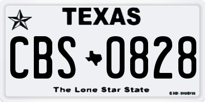 TX license plate CBS0828