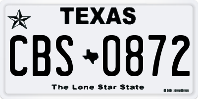TX license plate CBS0872