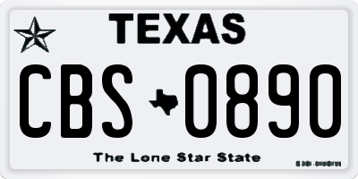 TX license plate CBS0890