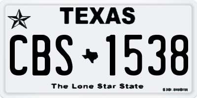 TX license plate CBS1538