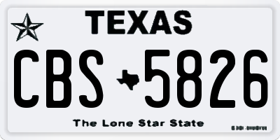 TX license plate CBS5826