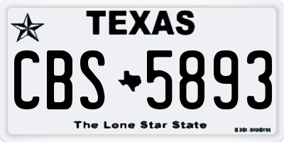 TX license plate CBS5893